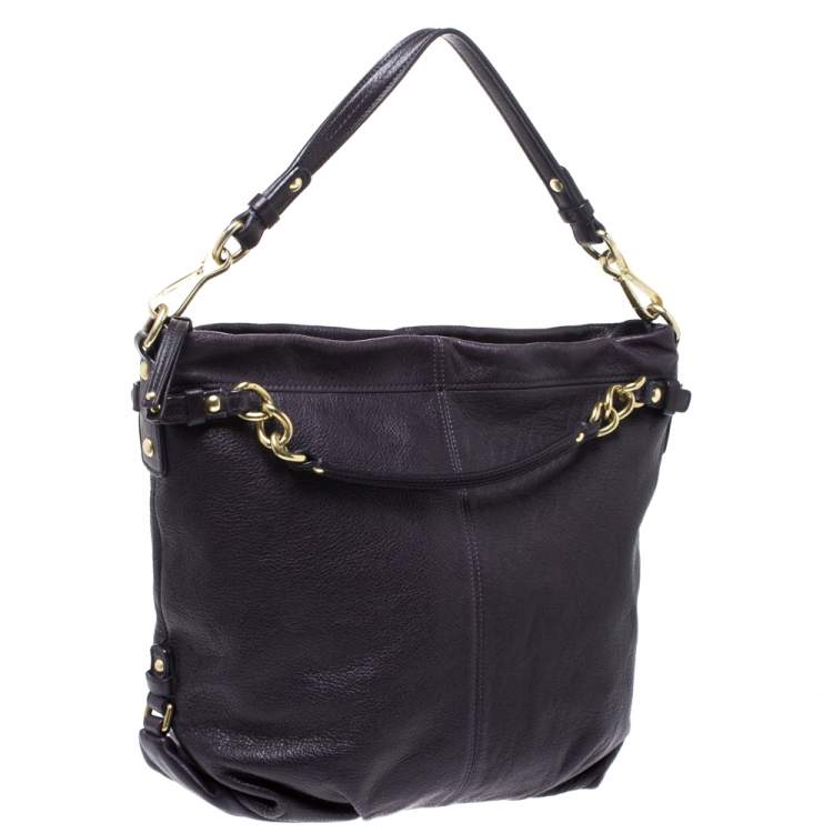 Pre Owned Coach Purple Leather Large Brooke Hobo
