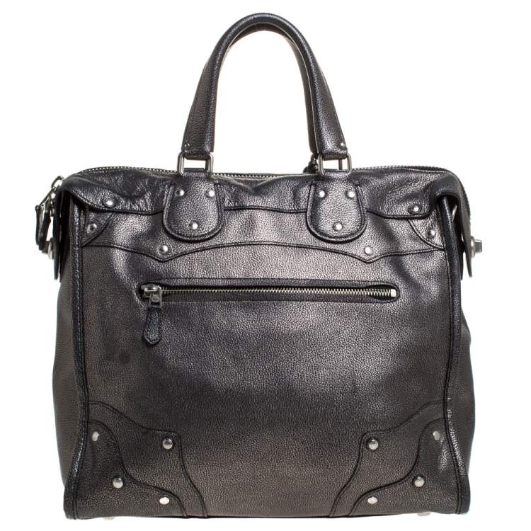 Pre Owned Coach Metallic Black Leather Mercer Satchel