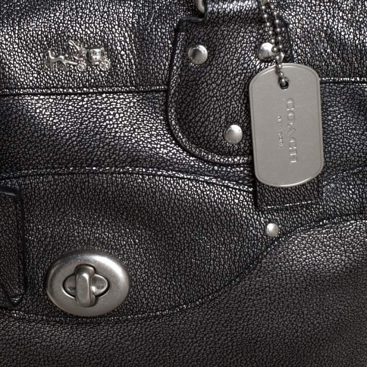 Pre Owned Coach Metallic Black Leather Mercer Satchel