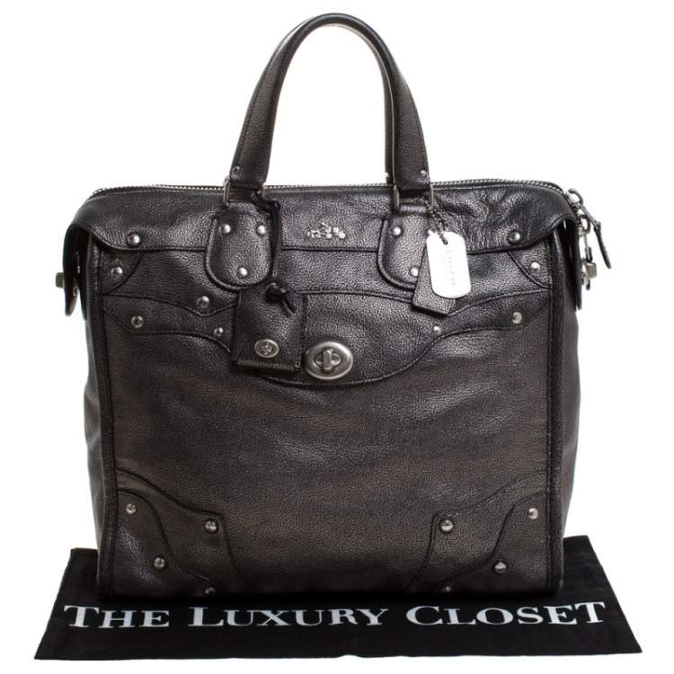 Pre Owned Coach Metallic Black Leather Mercer Satchel