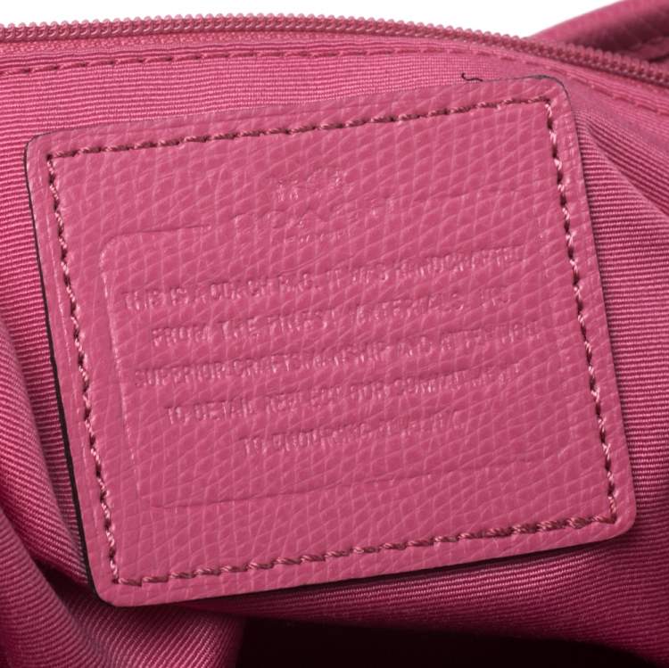 Pre Owned Coach Beige/Pink Signature Coated Canvas Crossbody Bag 