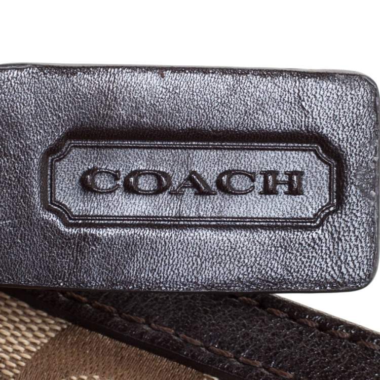 Pre Owned Coach Brown/Beige Canvas and Leather Crossbody Bag