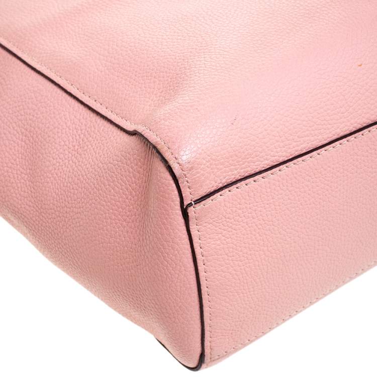 Pre Owned Coach Pink Leather Turn Lock Top Zip Tote