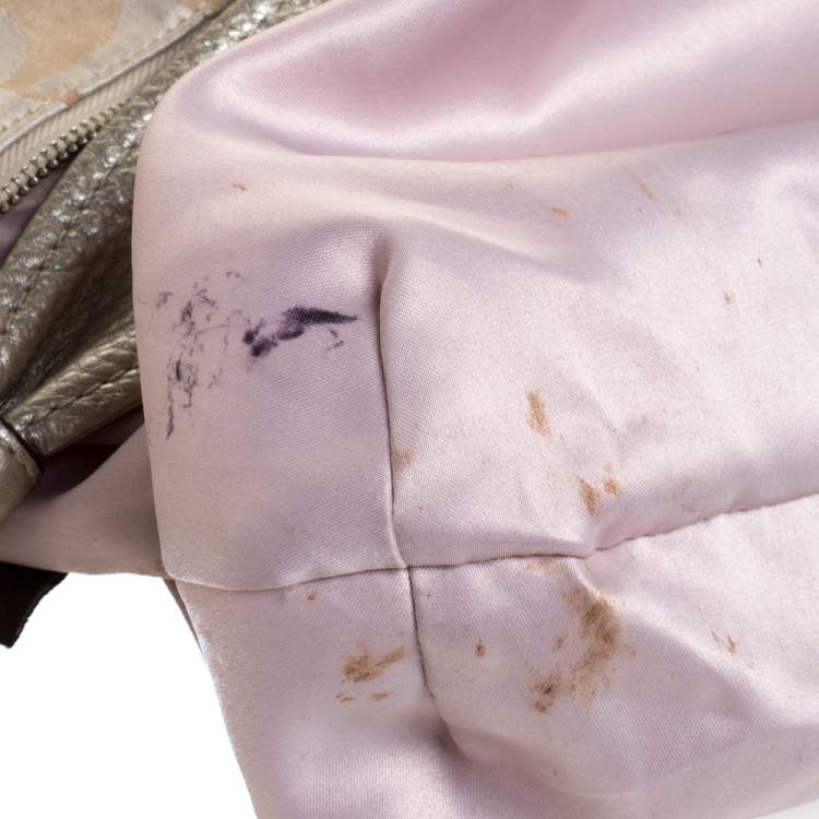 Pre Owned Coach Beige/Gold Canvas and Leather Kristin Hobo 