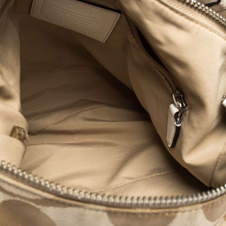 Pre Owned Coach Beige Signature Canvas and Leather Courtney Hobo  