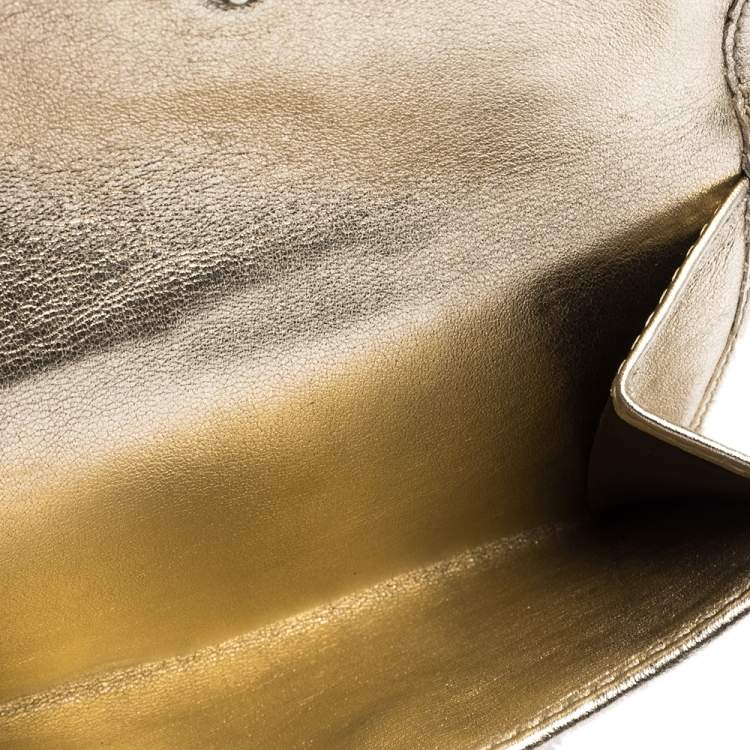 Pre Owned Coach Beige/Gold Signature Canvas and Leather Compact Wallet