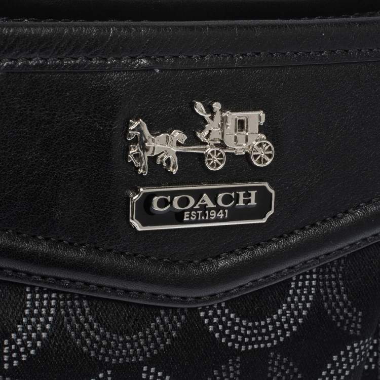 Pre Owned Coach Black Canvas and Leather Pochette Bag
