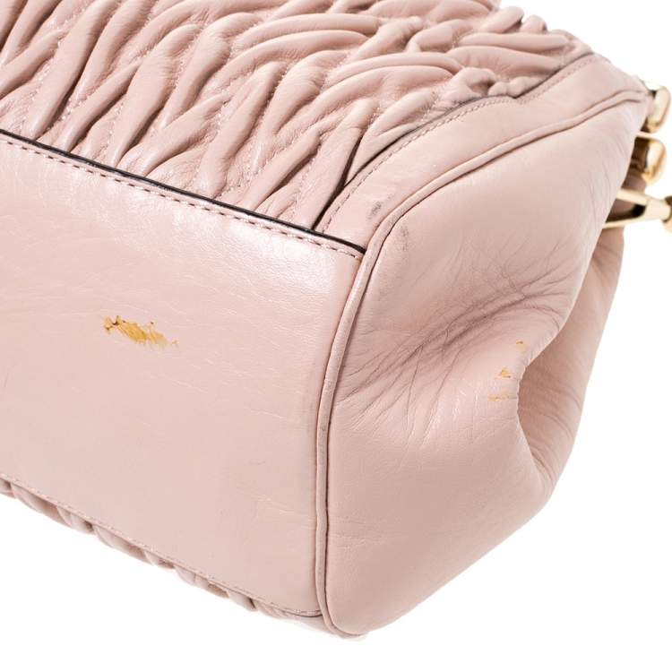 Pre Owned Coach Pink Leather Kisslock Frame Satchel