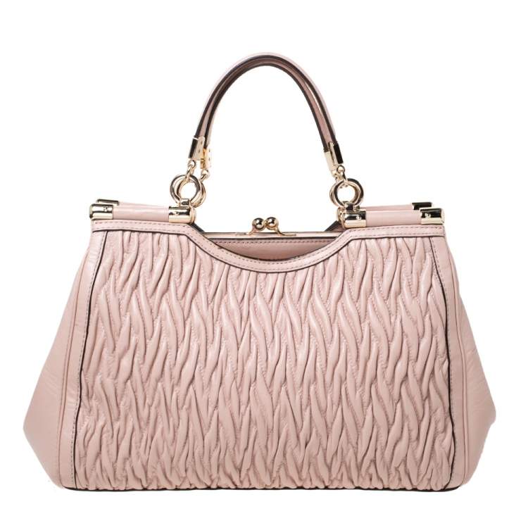 Pre Owned Coach Pink Leather Kisslock Frame Satchel