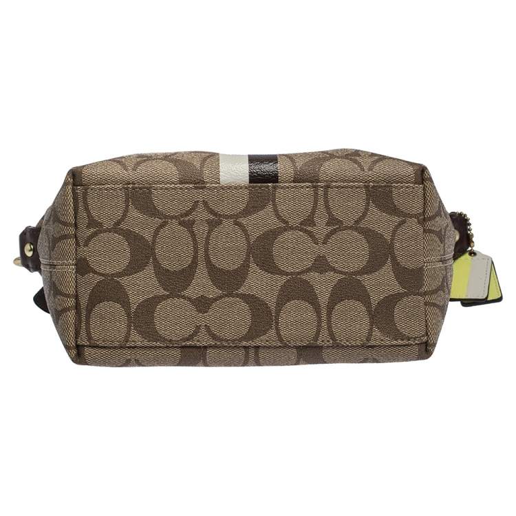 Pre Owned Coach Beige/Brown Coated Canvas and Leather Pochette Bag
