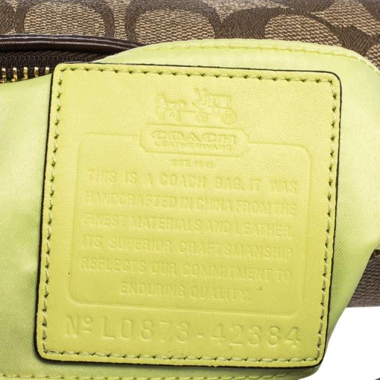 Pre Owned Coach Beige/Brown Coated Canvas and Leather Pochette Bag