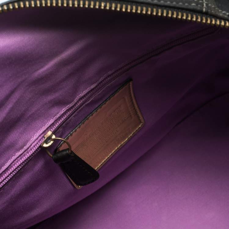 Pre Owned Coach Black Op Art Nylon and Leather Sabrina Satchel