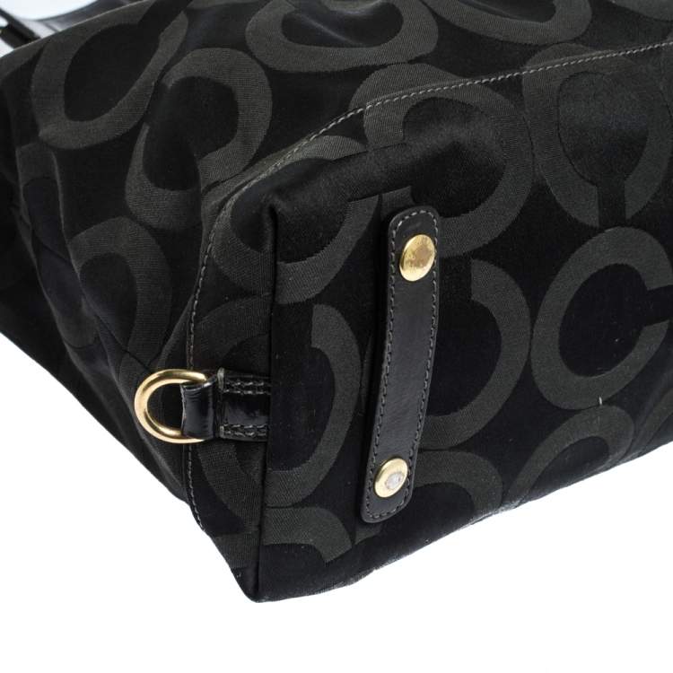 Pre Owned Coach Black Op Art Nylon and Leather Sabrina Satchel