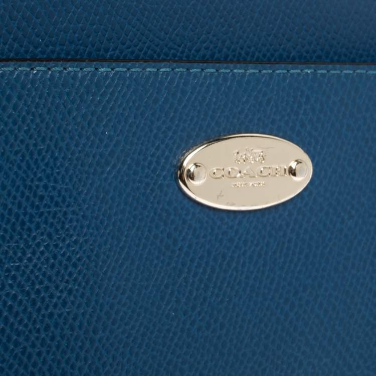 Pre Owned Coach Blue/Beige Leather East West Crossbody Bag