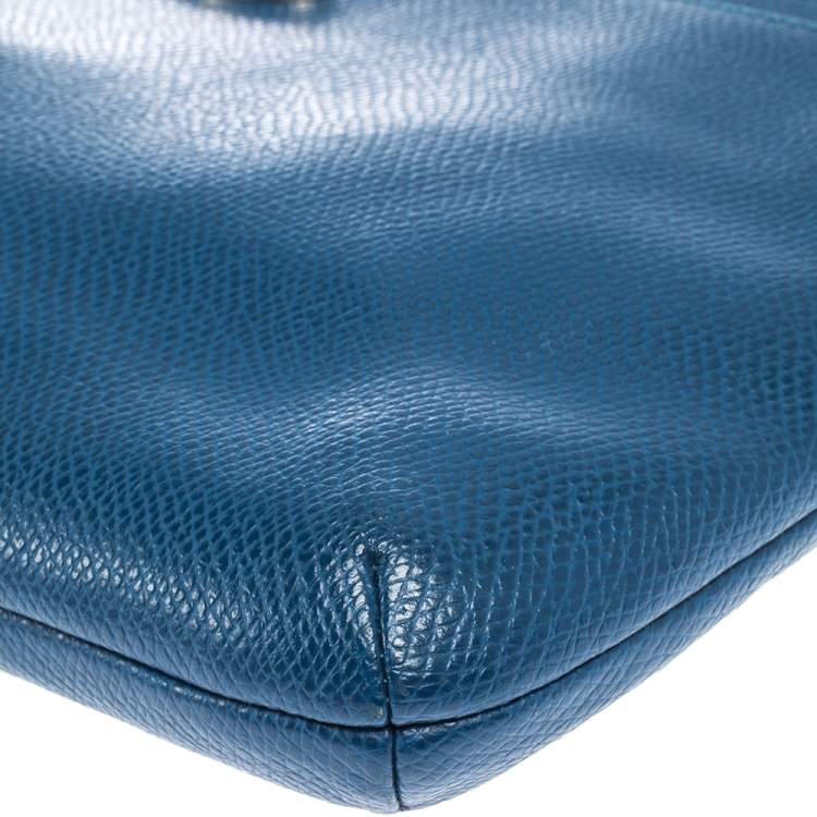 Pre Owned Coach Blue/Beige Leather East West Crossbody Bag