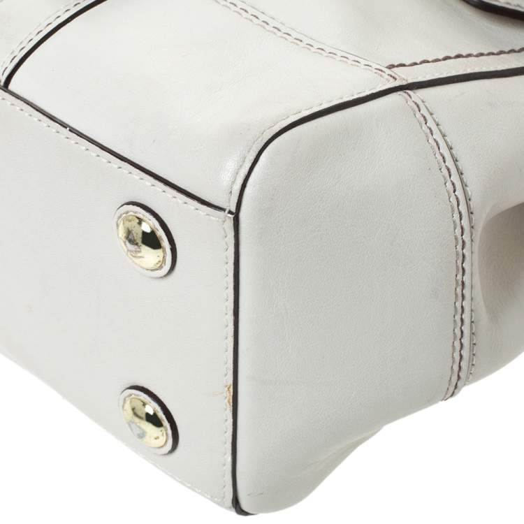 Pre Owned Coach Cream Leather Hampton Satchel