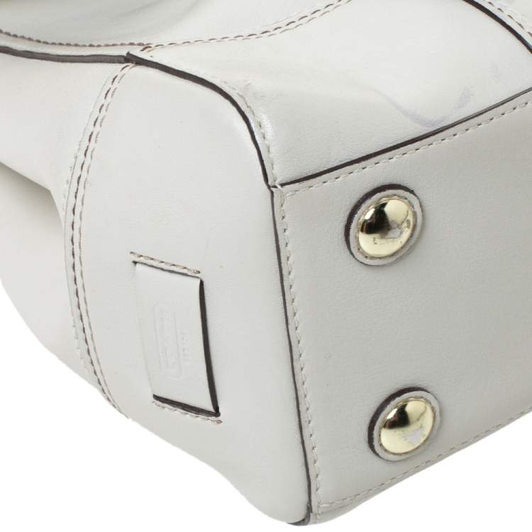 Pre Owned Coach Cream Leather Hampton Satchel