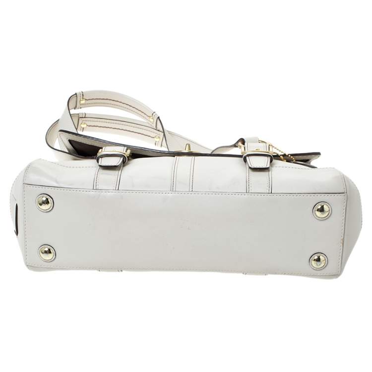 Pre Owned Coach Cream Leather Hampton Satchel