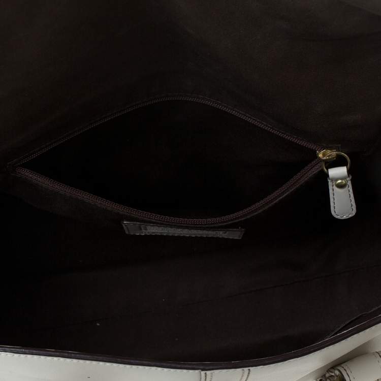 Pre Owned Coach Cream Leather Hampton Satchel
