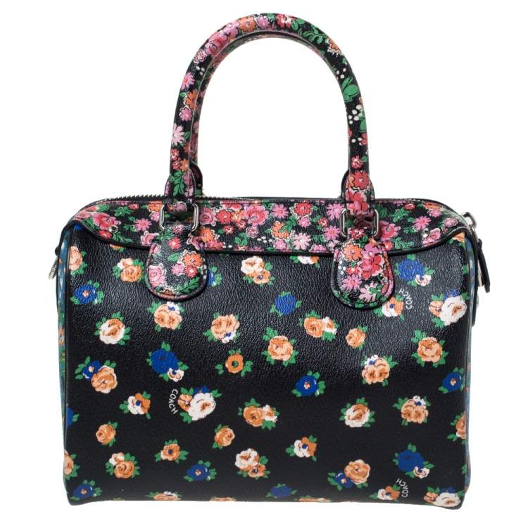 Pre Owned Coach Multicolor Floral Print Coated Canvas Mini Bennett Satchel