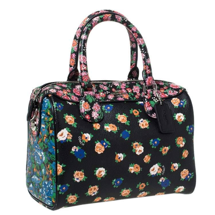 Pre Owned Coach Multicolor Floral Print Coated Canvas Mini Bennett Satchel