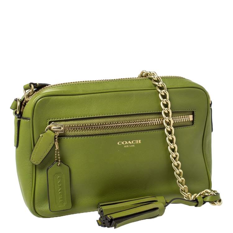 Pre Owned Coach Green Leather Legacy Camera Crossbody Bag