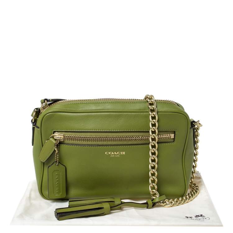 Pre Owned Coach Green Leather Legacy Camera Crossbody Bag