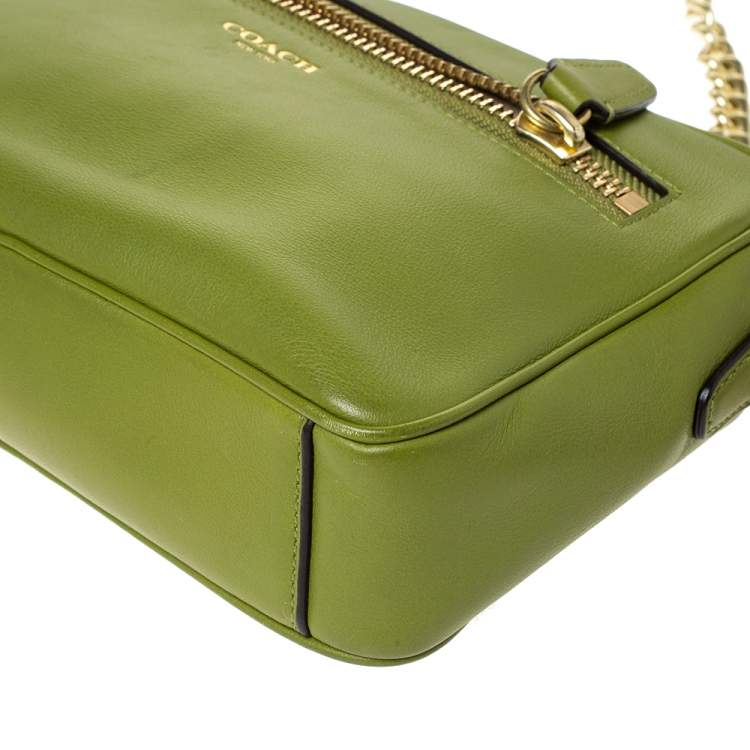 Pre Owned Coach Green Leather Legacy Camera Crossbody Bag