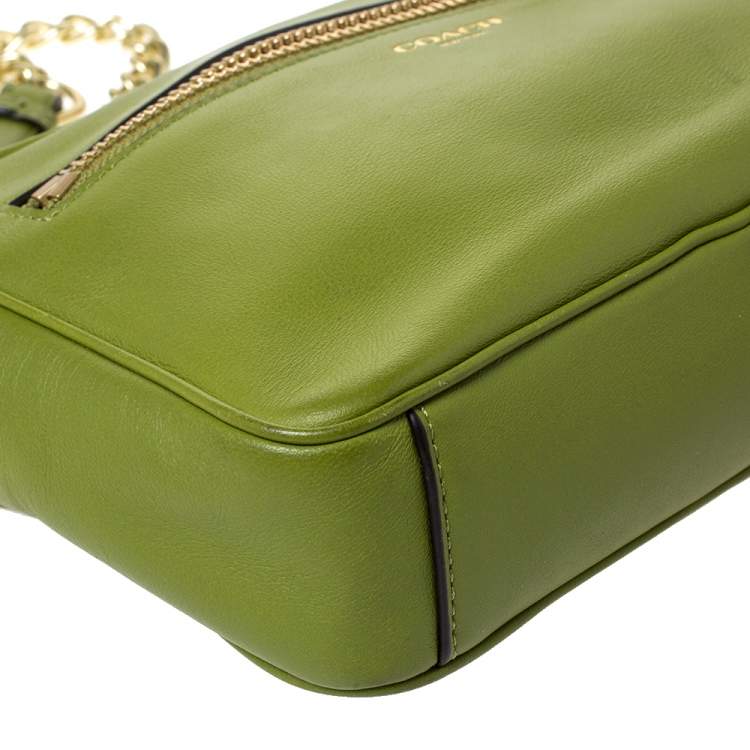 Pre Owned Coach Green Leather Legacy Camera Crossbody Bag