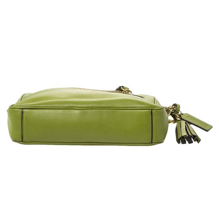 Pre Owned Coach Green Leather Legacy Camera Crossbody Bag
