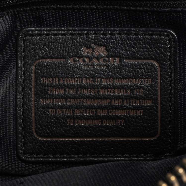 Pre Owned Coach Metallic Plum/Black Leather Rhyder Satchel