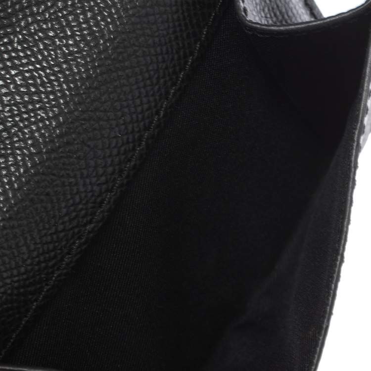 Pre Owned Coach Black Leather Trifold Compact Wallet