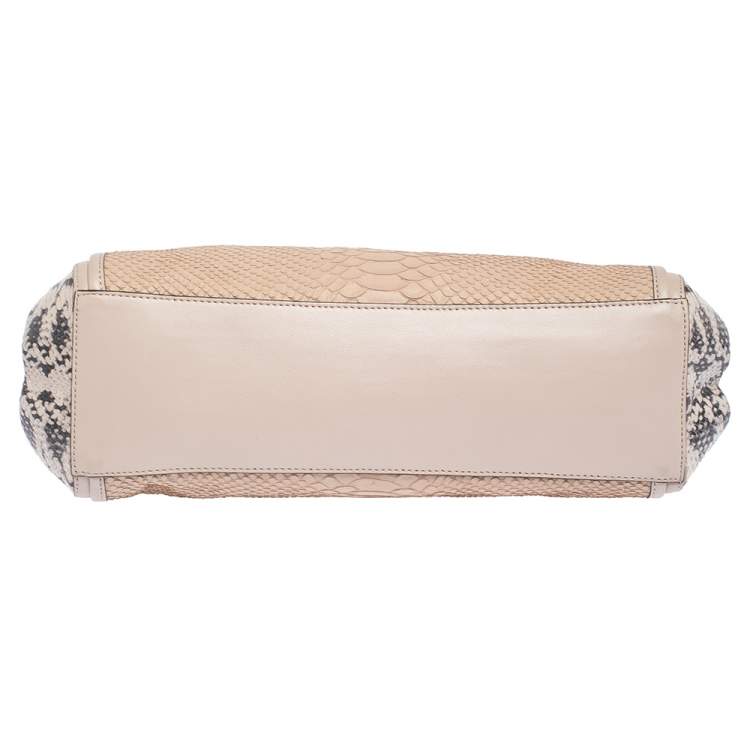 Pre Owned Coach Blush Pink Python Embossed Leather Madison Pinnacle Carrie Tote