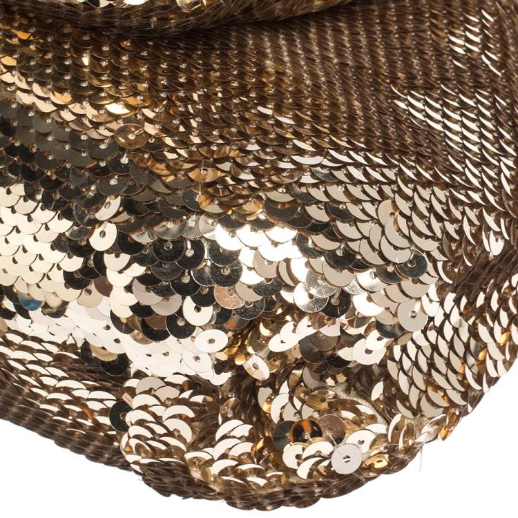 Pre Owned Coach Gold Sequins and Leather Groovy Shoulder Bag