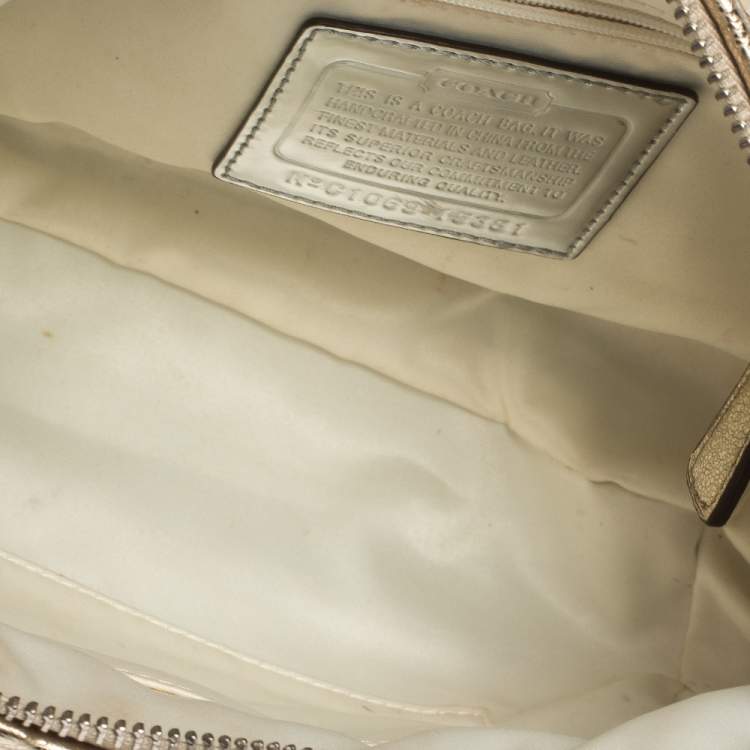 Pre Owned Coach Gold Sequins and Leather Groovy Shoulder Bag