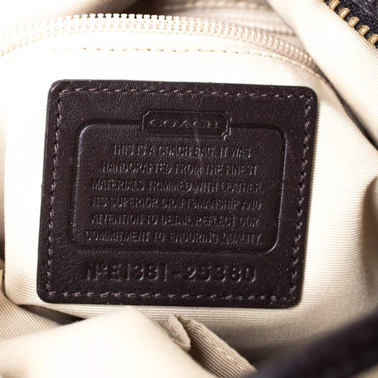 Pre Owned Coach Dark Brown/Beige Signature Canvas and Leather Legacy Hobo