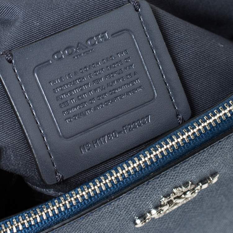 Pre Owned Coach Metallic Navy Blue Leather Mini Christie Carryall Satchel