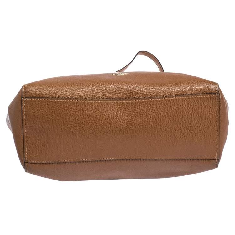 Pre Owned Coach Brown Leather Turnlock Tote