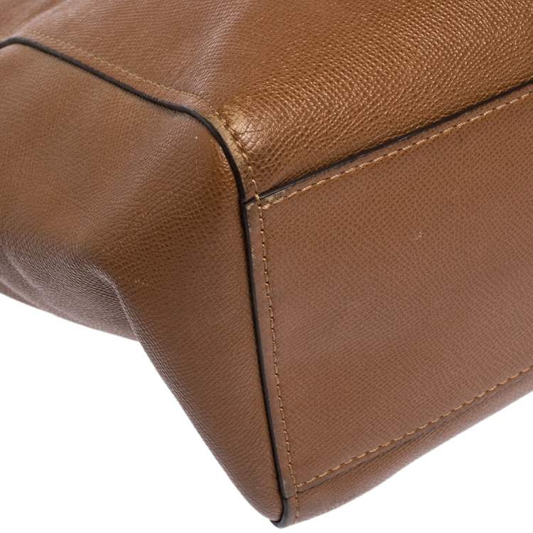 Pre Owned Coach Brown Leather Turnlock Tote