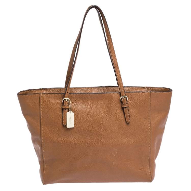 Pre Owned Coach Brown Leather Turnlock Tote