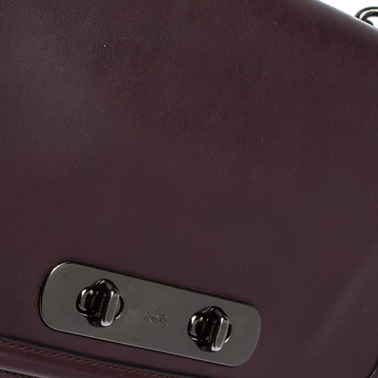 Pre Owned Coach Dark Burgundy Leather Swagger Shoulder Bag