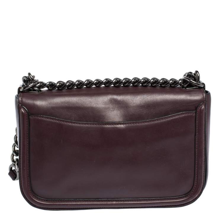 Pre Owned Coach Dark Burgundy Leather Swagger Shoulder Bag