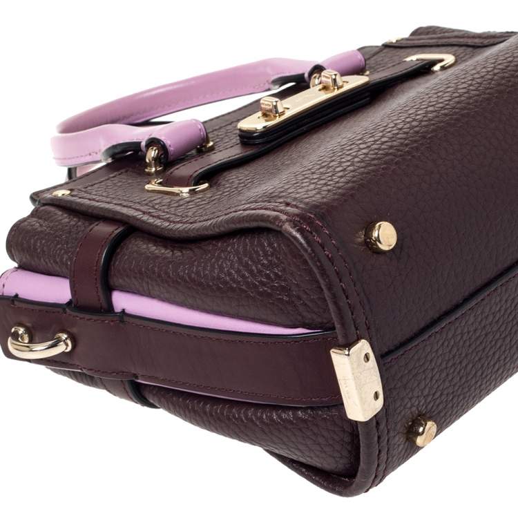 Pre Owned Coach Burgundy/Pink Leather Swagger 20 Carryall Top Handle Bag