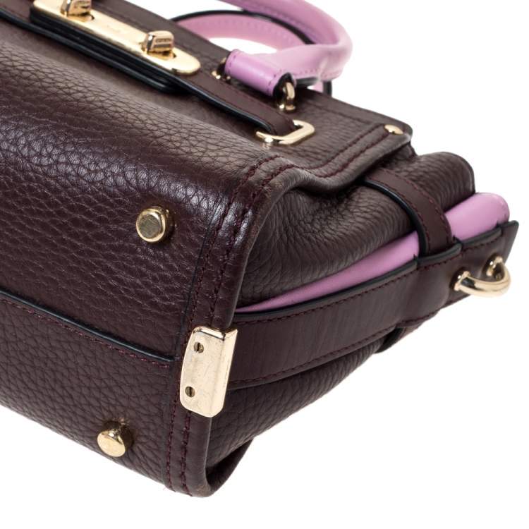 Pre Owned Coach Burgundy/Pink Leather Swagger 20 Carryall Top Handle Bag