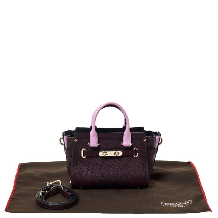 Pre Owned Coach Burgundy/Pink Leather Swagger 20 Carryall Top Handle Bag