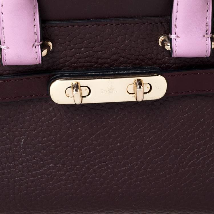 Pre Owned Coach Burgundy/Pink Leather Swagger 20 Carryall Top Handle Bag