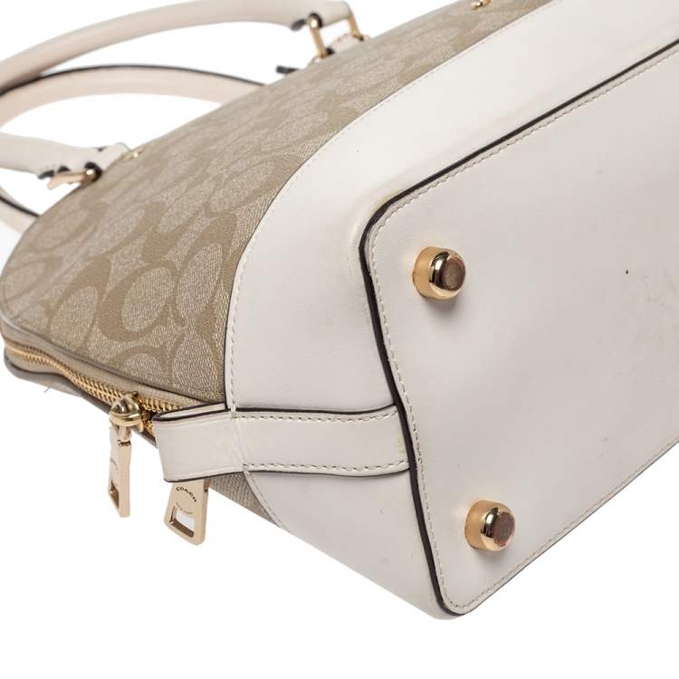 Pre Owned Coach Beige/Brown Coated Canvas and Leather Sierra Satchel