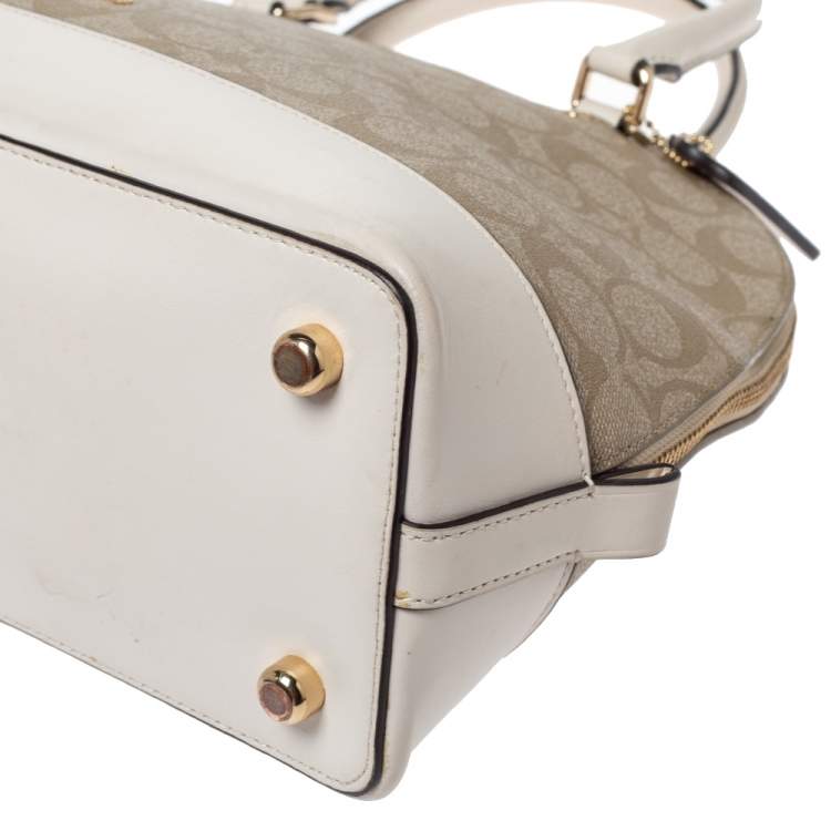 Pre Owned Coach Beige/Brown Coated Canvas and Leather Sierra Satchel
