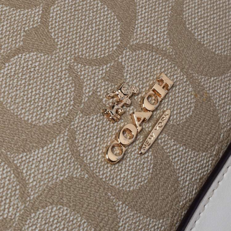 Pre Owned Coach Beige/Brown Coated Canvas and Leather Sierra Satchel