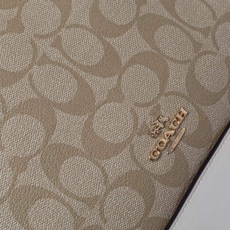 Pre Owned Coach Beige/Brown Coated Canvas and Leather Sierra Satchel